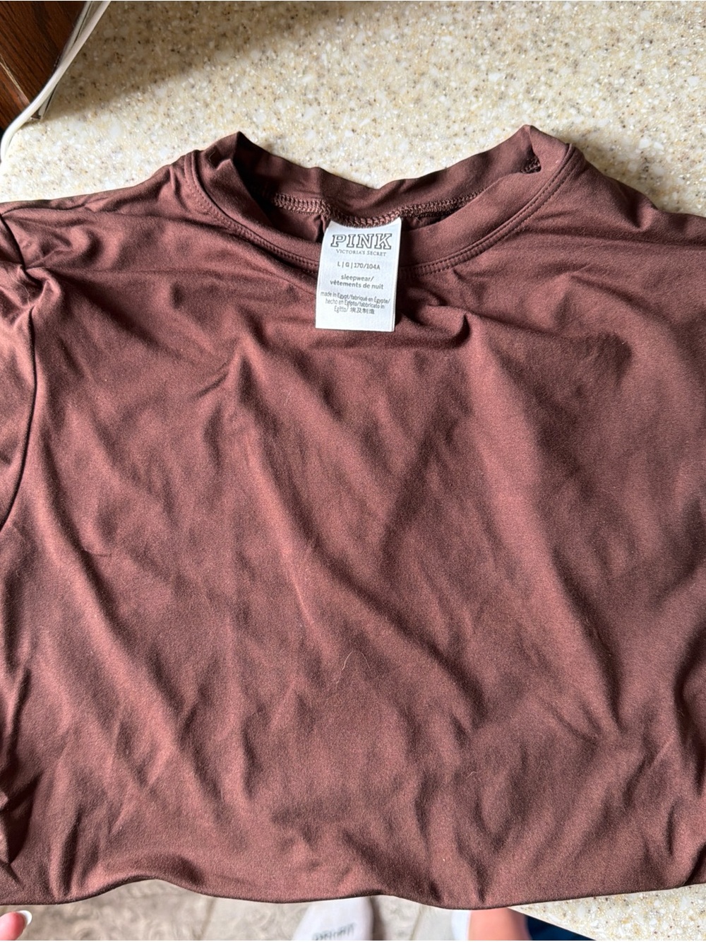 PINK Victoria's Secret Short Sleeve Crewneck Top in Mauve Brown